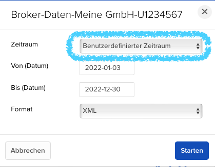 VICTAR FAQ 4 VICTAR FlexQuery ausfuehren Datumsbereich