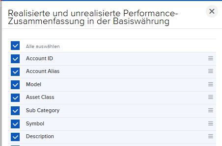 VICTAR Flex Query einfach erstellen in 6 Schritten 13 FlexQuery Abschnitt Realisierte und unrealisierte Gewinne