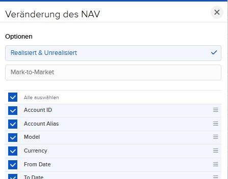 VICTAR Flex Query einfach erstellen in 6 Schritten 17 FlexQuery für VICTAR Veränderung des NAV