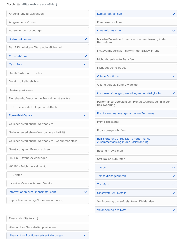 VICTAR Flex Query einfach erstellen in 6 Schritten 5 FlexQuery Abschnitte