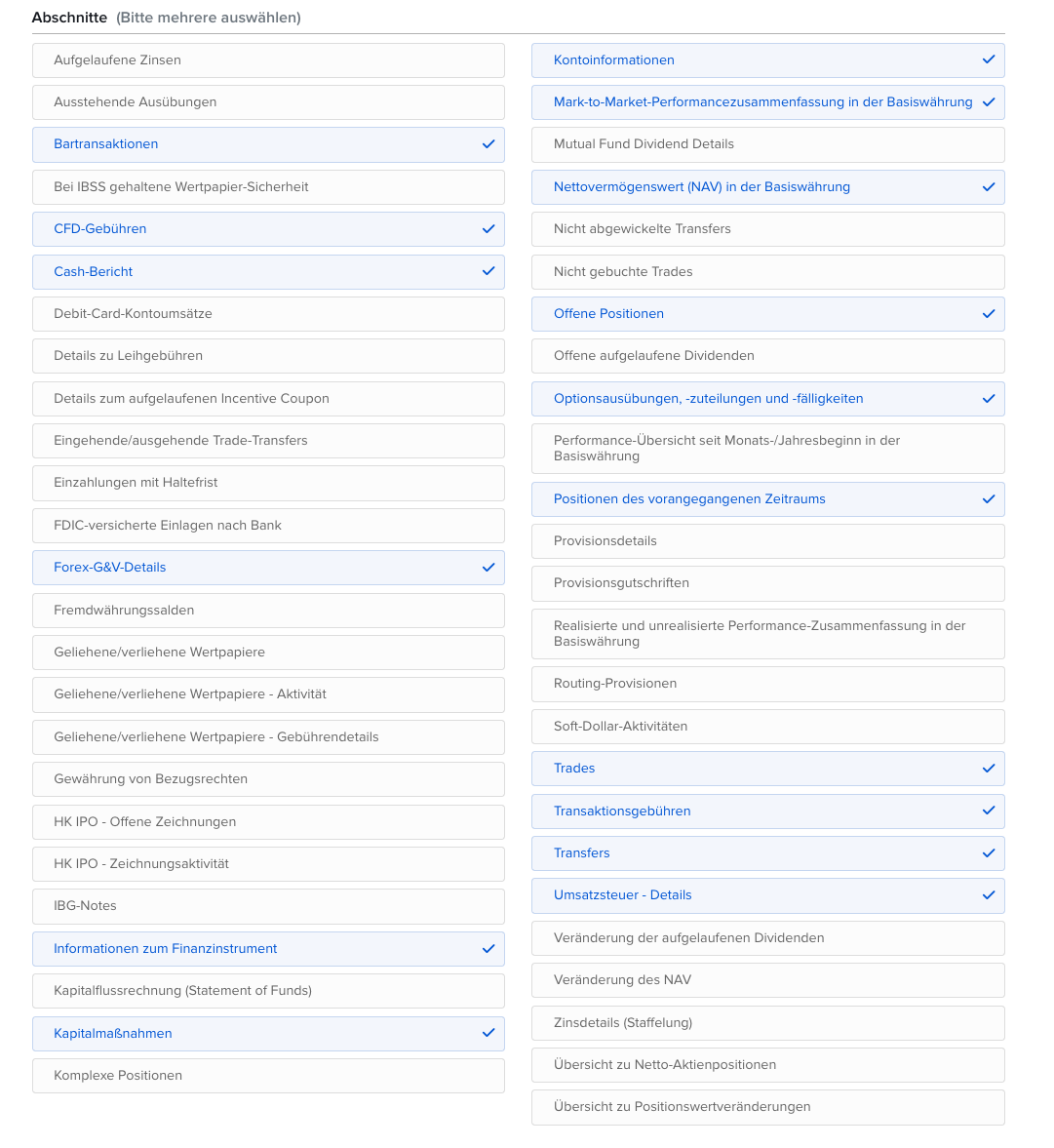 VICTAR Flex Query einfach erstellen in 6 Schritten 5 FlexQuery Abschnitte
