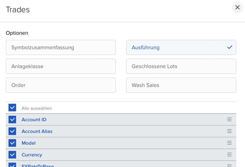 VICTAR Flex Query einfach erstellen in 6 Schritten 14 FlexQuery Trades 1