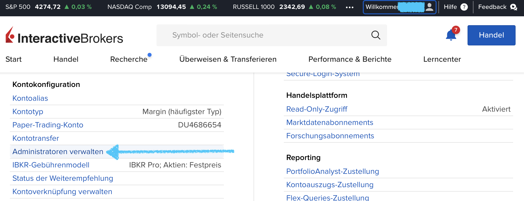 Premium Service einrichten 3 IB Administrator Administrator verwalten