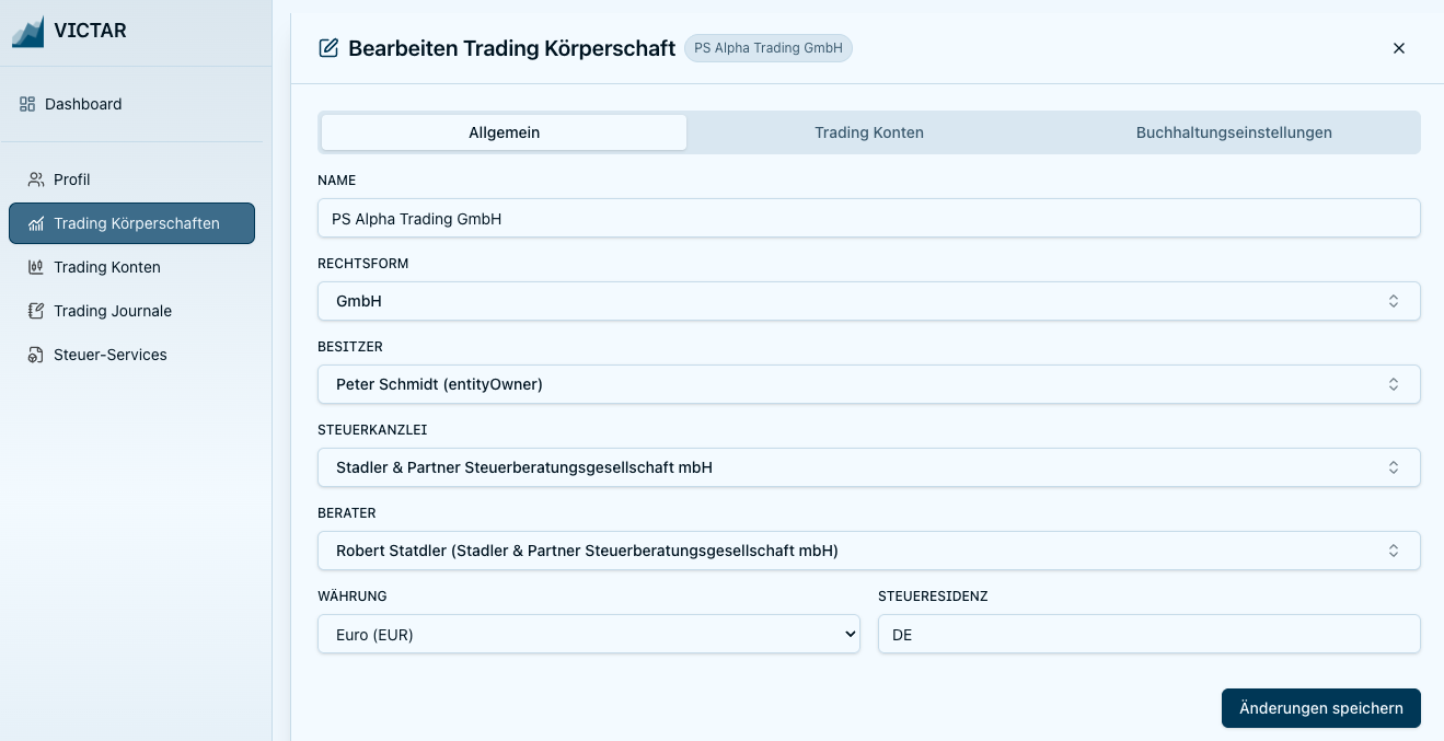 new VICTAR trading entities